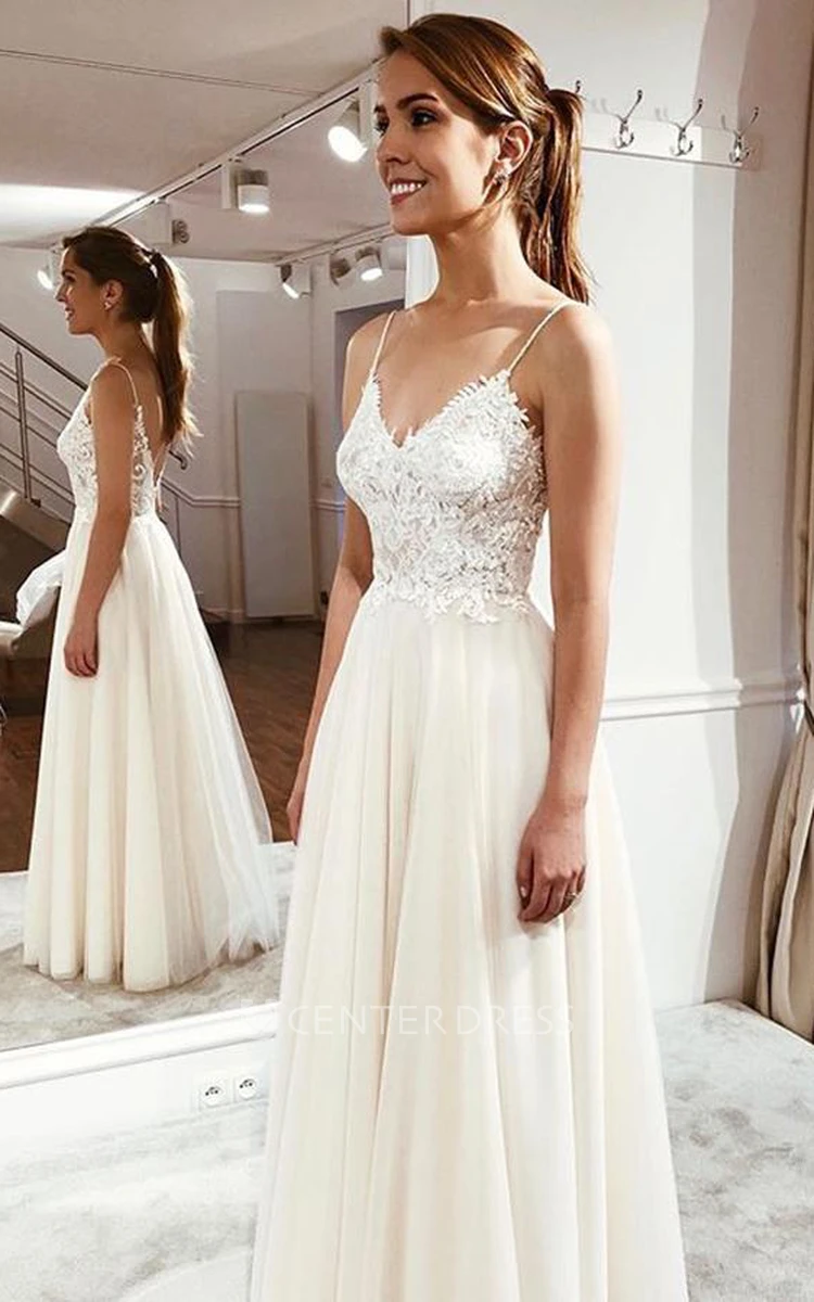 Simple Long Spaghetti Strap Wedding Dress for $169.99 – The Dress