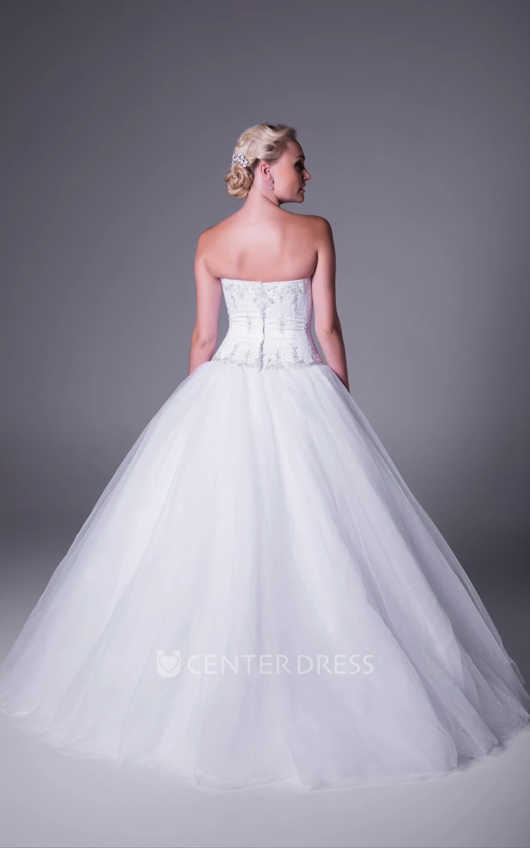 Ball Gown Sweetheart Maxi Tulle Wedding Dress With Beading