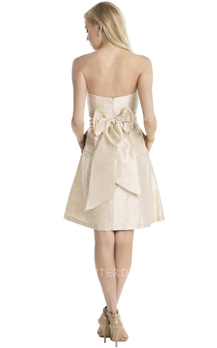 Short Sleeveless Sweetheart Ruched Taffeta Muti-Color Convertible Bridesmaid Dress With Bow