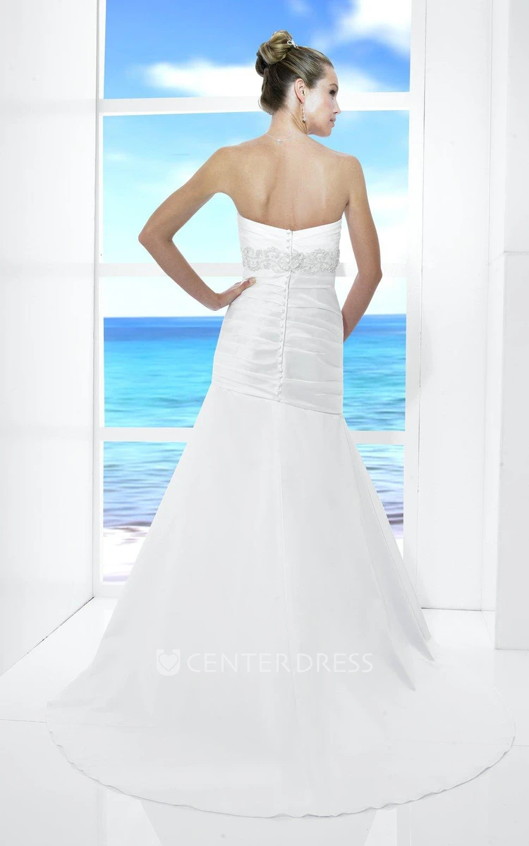 Maxi Sweetheart Taffeta Wedding Dress With Ruching And Beading