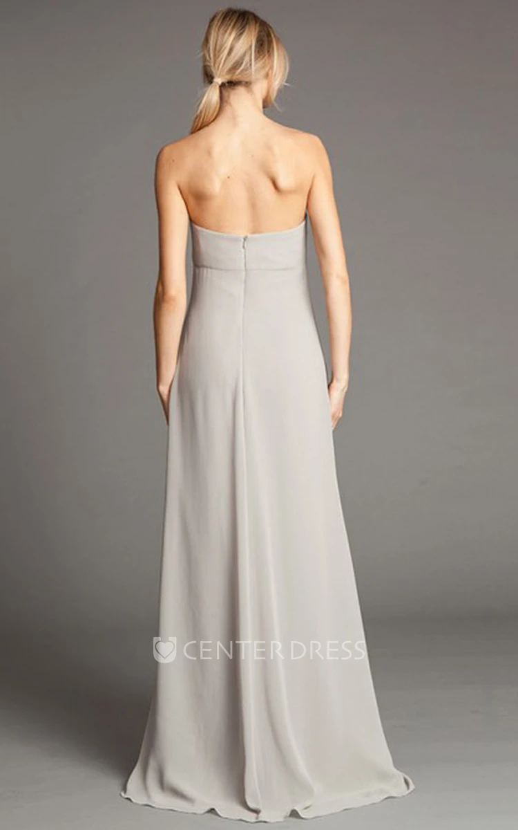 Sleeveless Halter Floor-Length Chiffon Bridesmaid Dress With Draping And Straps