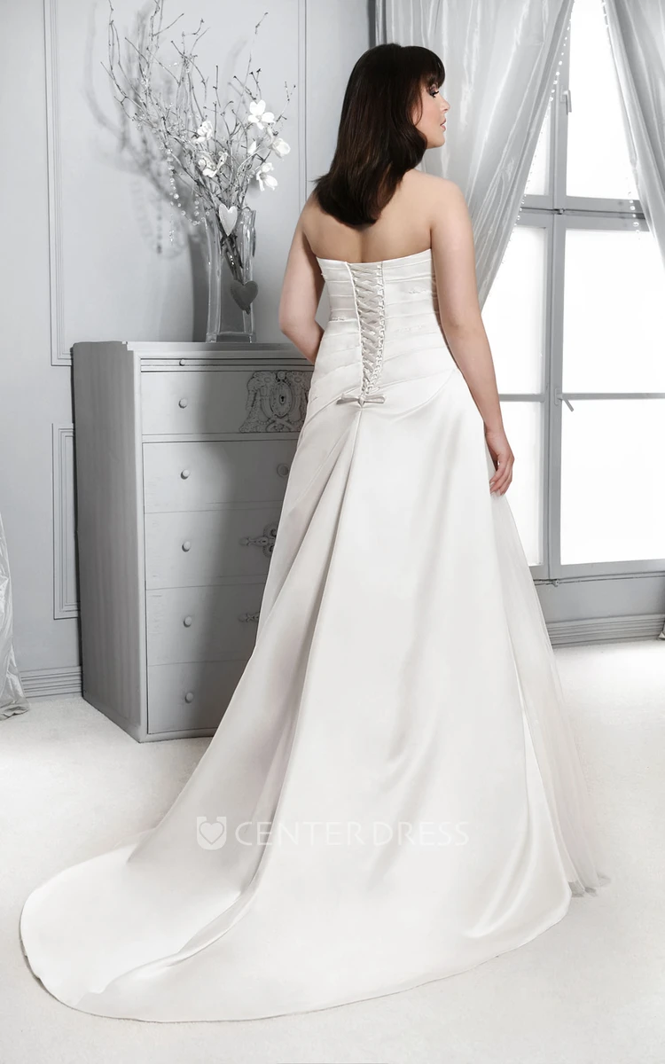 Satin Side-Ruched Floor-Length Dress With Corset Back
