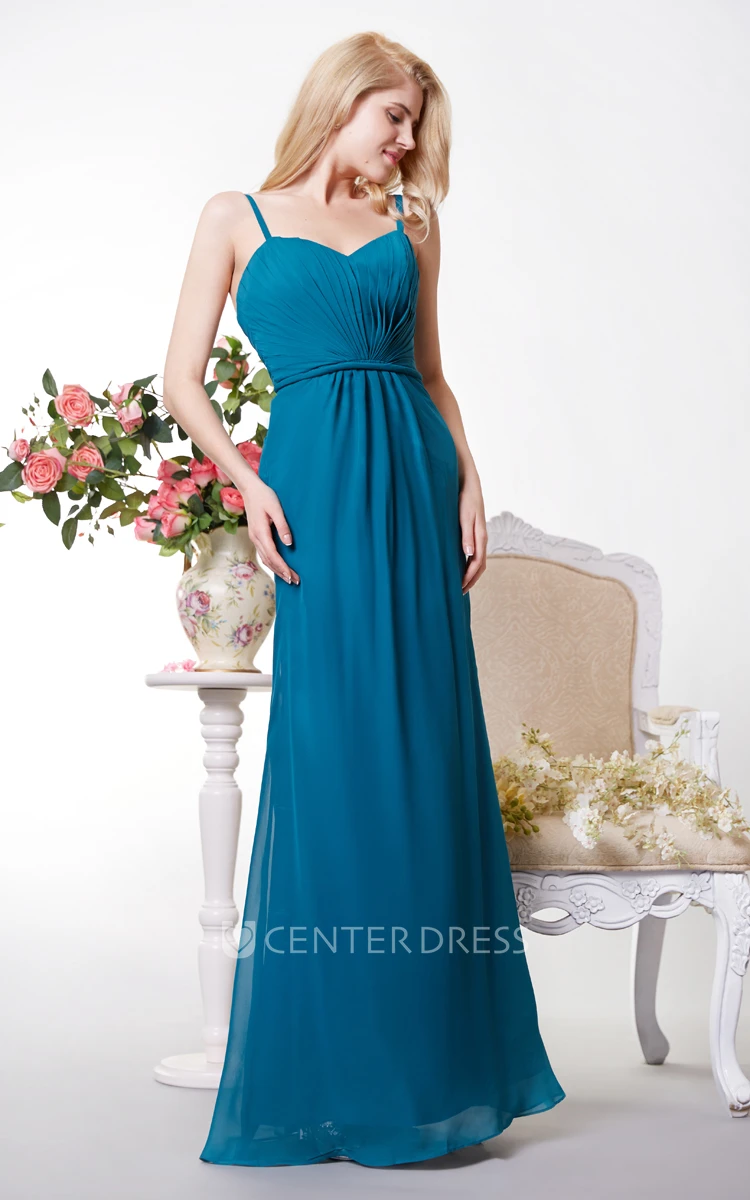 Sexy A-line Chiffon Gown With Spaghetti Straps and Open Back