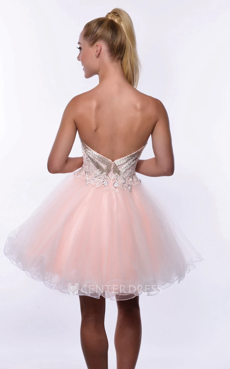 Sweetheart A-Line Tulle Short Homecoming Dress With Sequined Corset
