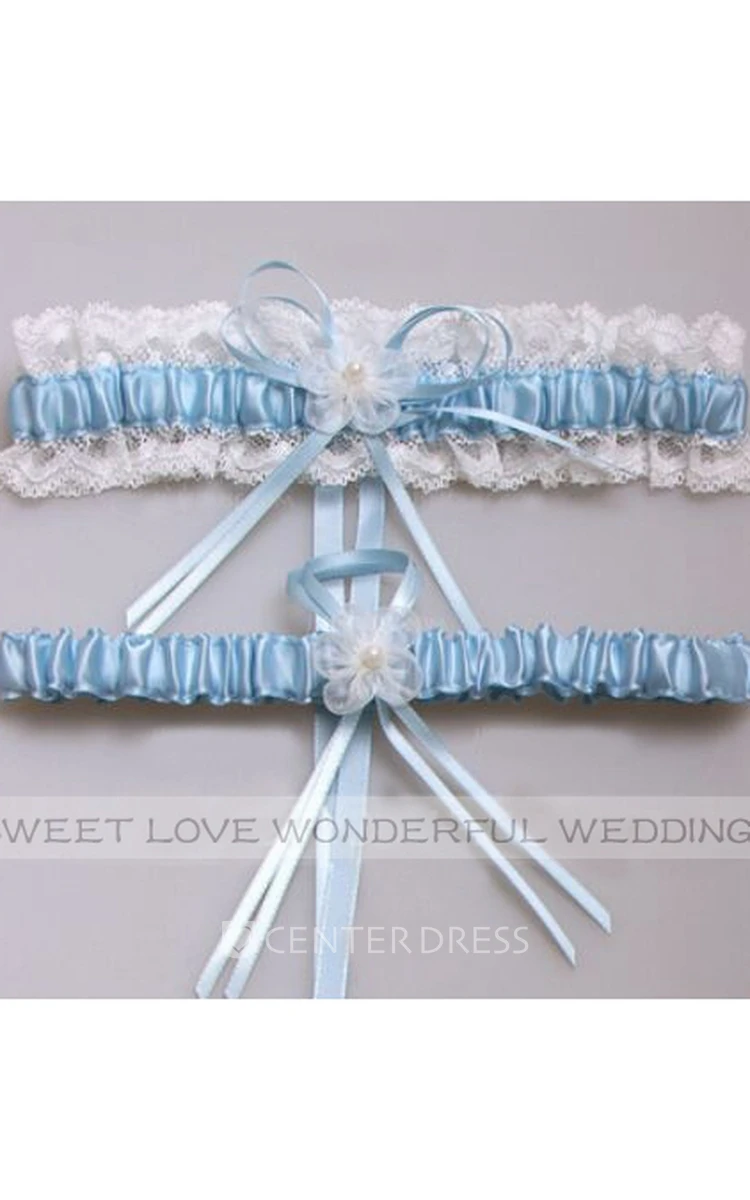 Western Style Flowers Lace Bow Elastic Lace Bridal Garter Within 16-23inch