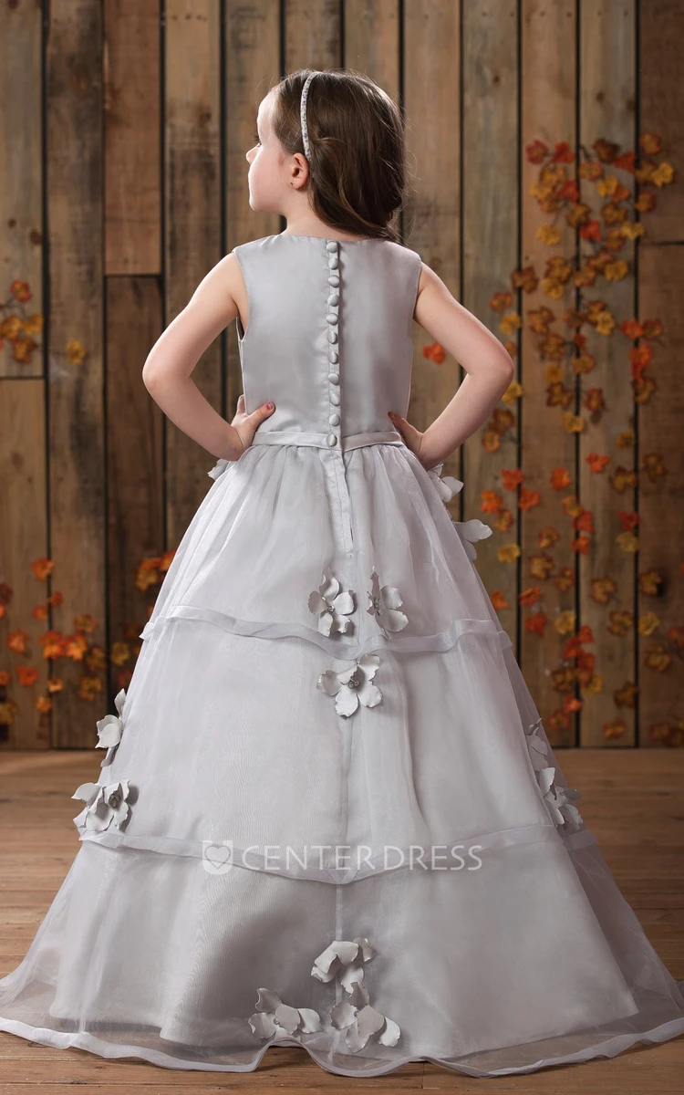 Cute Sleeveless A-Line Floor Length Flower Girl Dress With Pleats