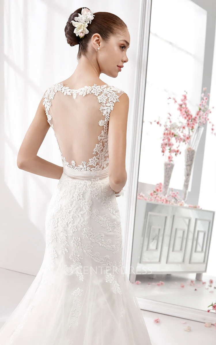 Sweetheart Mermaid Lace Wedding Dress With Crisscross Waist And Illusive Straps