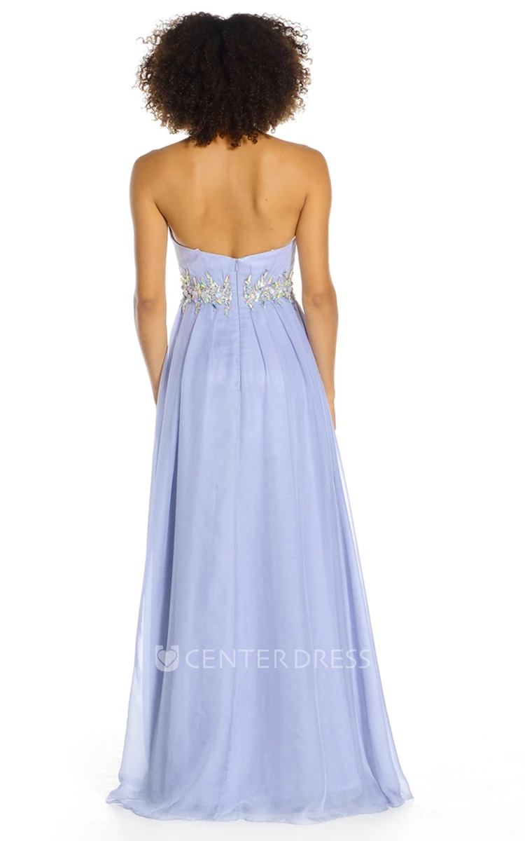 Sweetheart Jeweled Sleeveless Chiffon Prom Dress