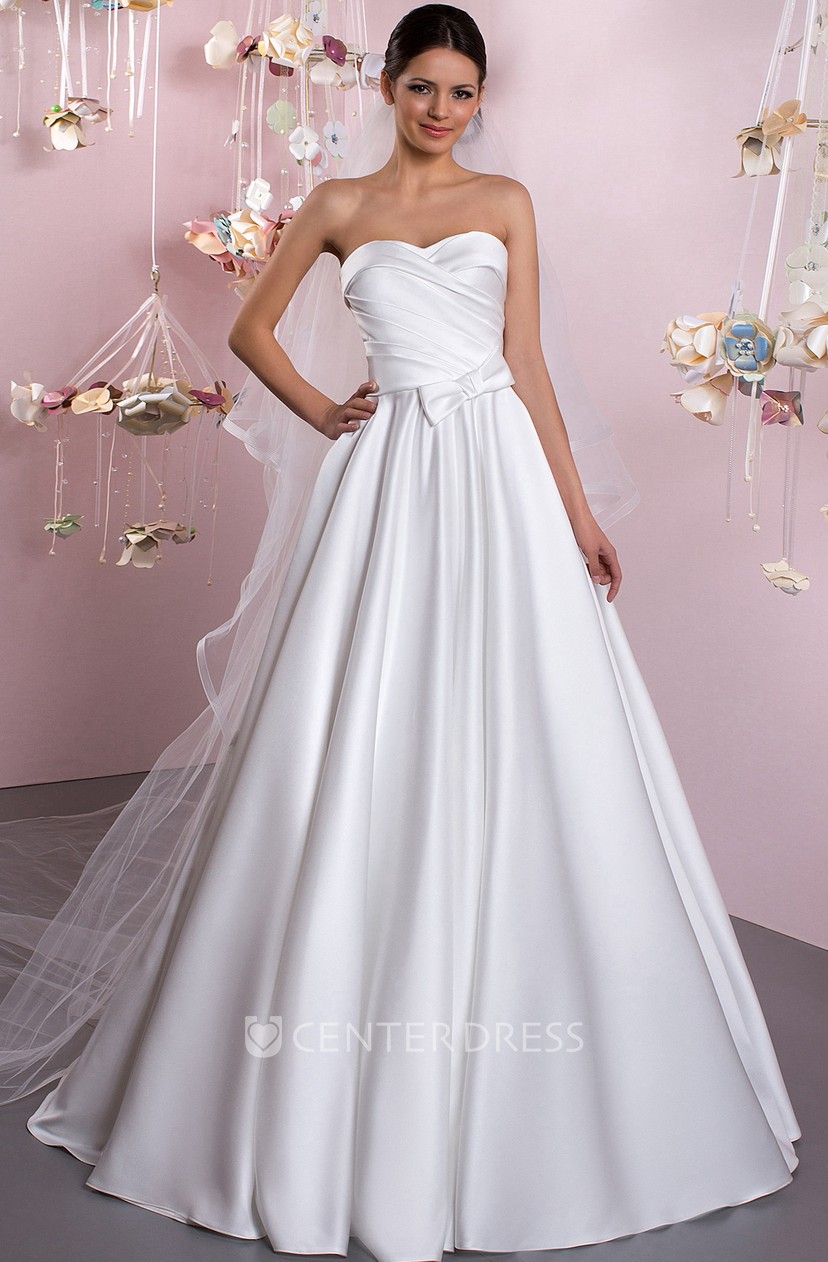 ruched satin wedding gown